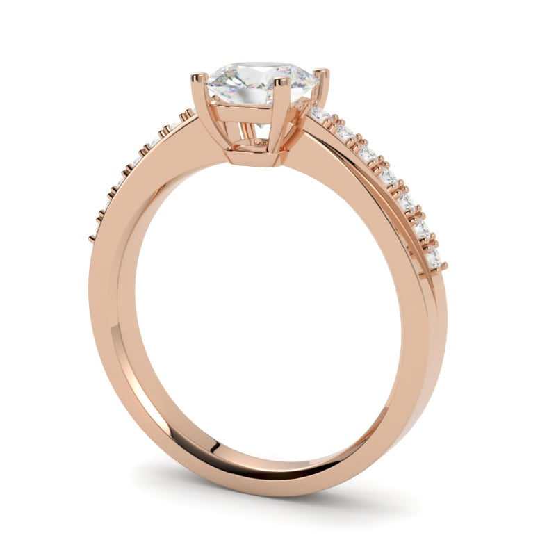 Pierścionek z różowego złota 750 z diamentem cushion